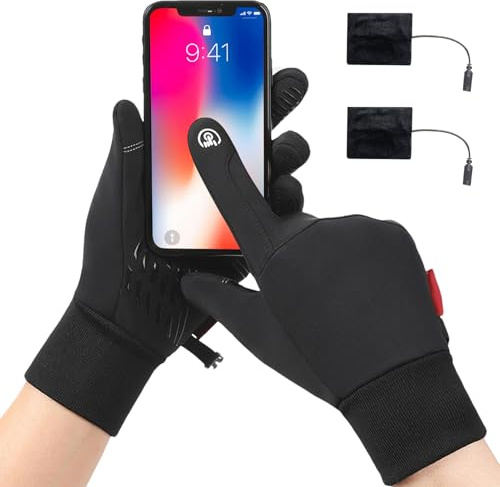 Renchey Guanti Riscaldati da Lavoro | Riscaldamento Mani - USB Spessi E Caldi Antivento Impermeabili Regolabili Per Uomini E Donne,Per Freddo Ciclismo Escursionismo Sport Invernali E Sci