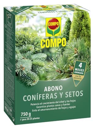 COMPO Antiamarronamiento de coníferas de larga duración, Para todo tipo de coníferas y plantas de hoja perenne, 6 meses de duración, 750 g
