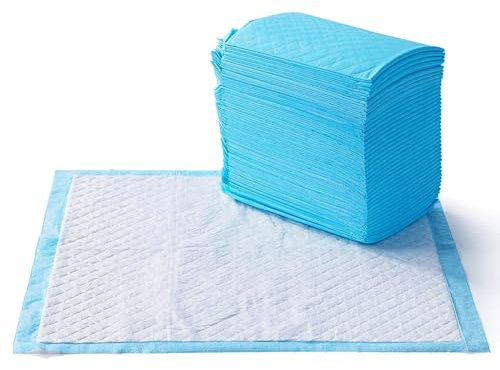 Amazon Basics Strapazierfähige Trainingspads für Hunde und Welpen, auslaufsicheres Design mit schnell trocknender Oberfläche, Normal (80Stück), Blau/Weiß