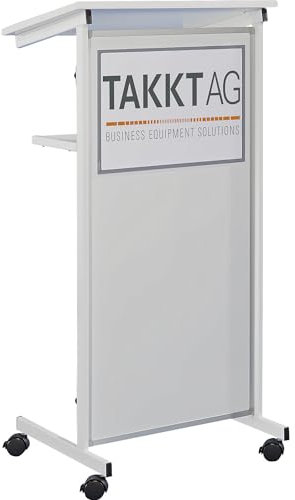 kaiserkraft | Rednerpult | 2 Ablagen | Front aus Stahlblech | weiß