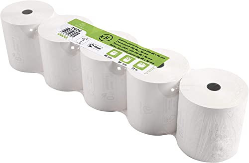 Exacompta 43828E 20er Pack Thermopapierrollen 1-lagig Breite: 80mm, Länge: 72m, Durchmesser Kern: 12mm 55g/m² rückseitig bedruckt für Kassen Kassenrolle Phenolfrei