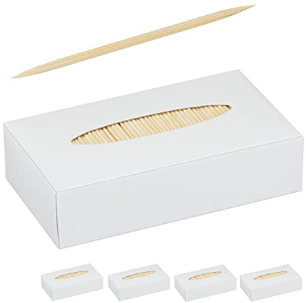 Relaxdays Zahnstocher Holz 5000er Set Palillos para Dientes, Mondadientes, Pinchos para Aperitivos, Delgados, Manualidades, 6,5 cm, Marrón, Madera, 5000 Uds
