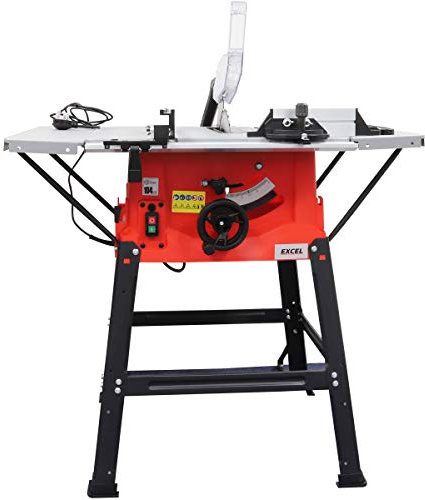 Excel 1800w 10 250mm Bench TableSaw 240V ~ 50Hz with Legstand Side Extensions & Blade - Variable Speed 5000RPM - CircularSaw Functions - Cutting Off Wheel - BenchSaw