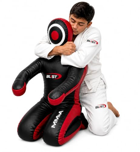 MMA dummy judo brottningsdummy boxningssäck brasiliansk BJJ JIU Jitsu sittande position dummy brottning kampsport boxning karate träningsdummy (OFYLLD (svart syn-läder, 150 cm (59 tum)
