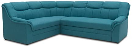 DOMO. collection Ecksofa Berlin, Zeitlose Eckcouch mit hochwertiger Federkern-Polsterung, Sofa in L-Form, 3 Sitzer rechts, Couch 205 x 250 x 89 cm, Petrol