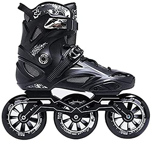 Patines En Línea para Adultos,Grande Tres Ruedas Zapatos De Patinaje para Mujeres Y Hombres Zapatos Patinaje De Velocidad En Línea para Deportes Al Aire Libre,Black-41-PU~Wheel