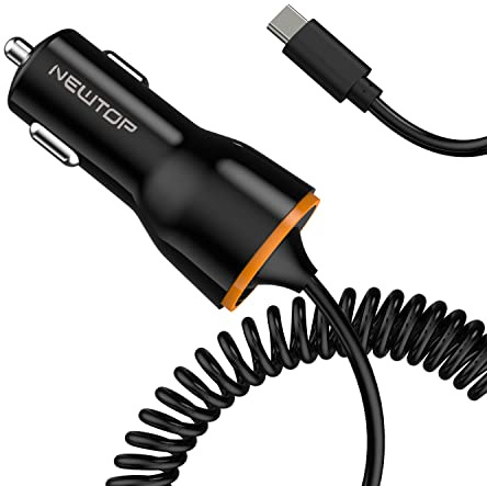 N NEWTOP Caricabatterie CC07 Cavo Flessibile Accendisigari 3A Micro USB QC 3.0 Ricarica Rapida Carica Universale Auto Camper Cellulari Tablet Compatibile per Xiaomi Oppo Realme Samsung Huawei (Nero)