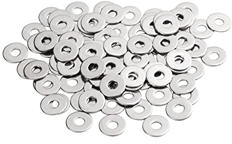 M5 Washers, M5 x 15mm Penny Washers, MeHurr (Pack of 100) A2 304 Stainless Steel Washer, Flat Repair Washer, Large Metal Plain Round Chrome for Screws & Bolts