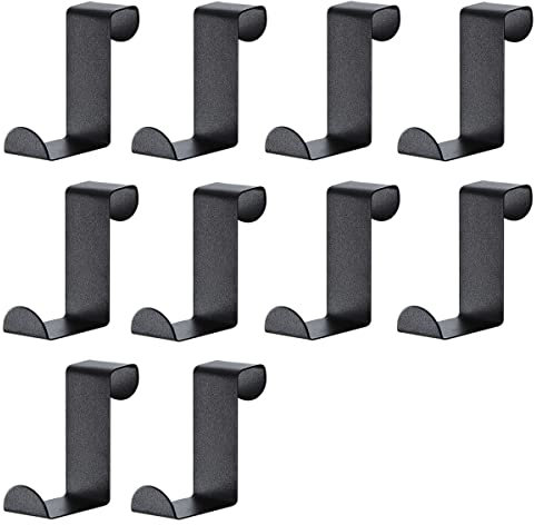ZEACCT 10 Premium-Türhaken aus Edelstahl – Schwarze Kleiderhaken ohne Bohren für Schranktüren – Stabile Garderobehaken zum Einhängen von Jacken, Taschen & Mänteln – Modernes Design