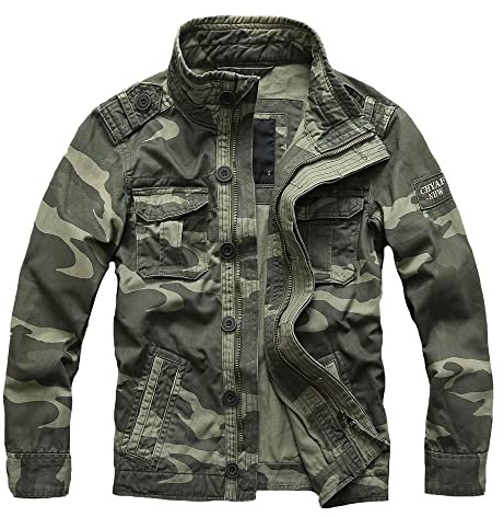 Letuwj Chaqueta de hombre militar chaqueta casual camuflaje ropa de trabajo denim