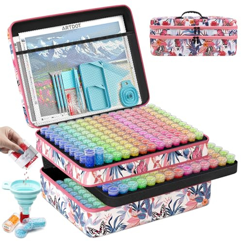 ARTDOT Diamond Painting Kit Completo, 420 Slots Diamond Painting Accessori per Organizzare Gioielli Pittura Diamante Anelli Charms Glitter Strass Come Regalo