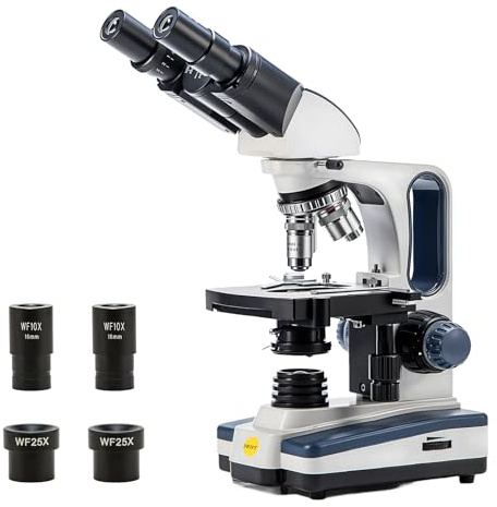 SWIFT SW350B Binocular Compound Microscope for Adults, 40x-2500x, Wide-Field 10x and 25x Eyepieces, LED Illumination, Abbe Condenser, Double-Layer Mechanical Stage, UK Plug