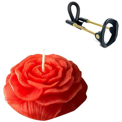 Röd ros blomformade lågtemperaturljus, set med 4, doftande vaxljus
