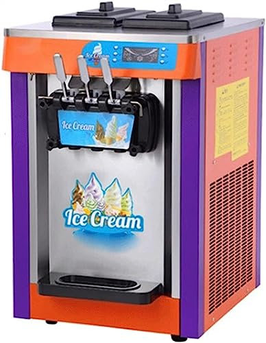 QXIWAOE Macchina per Gelato Soft Ice Cream Maker Compressore 3 Coni aromatizzati