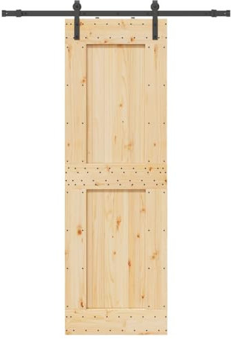 vidaXL Schiebetür mit Beschlag 70x210 cm Massivholz Kiefer, Innentür, Holzschiebetür, Scheunentür, Innenschiebetür, Holz Schiebetür, Innenscheunentür