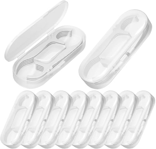BAIDENTAL 10 Packs Travel Dental Floss Pick Case with Holder, Refillable Sealed Portable Floss Dispenser with 100pcs Premium Twin-Line Toothpick Flossers for Teeth Cleaning, White.