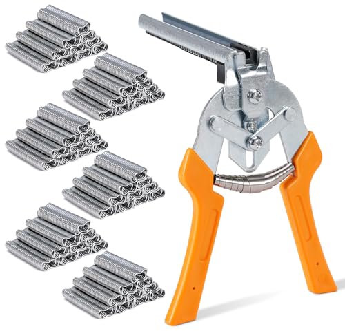 KHEARPSL Type M Nail Ring Pliers With 3600pcs M Clips, Hog Ring Pliers Fencing clamp Wire Cage Building Tool Fence Panel Fastening Repair, Upholstery Installation (pliers and 3600pcs clips)