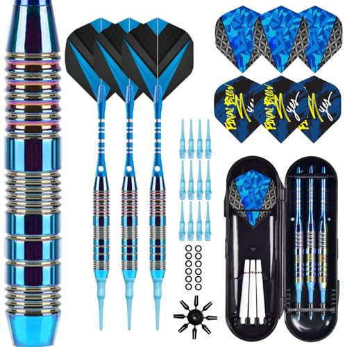 Trecynd dartpilar med plastspets för elektronisk dartskiva softdarts dartpilar med professionell mjuk darts dartpil (Deep Blue)