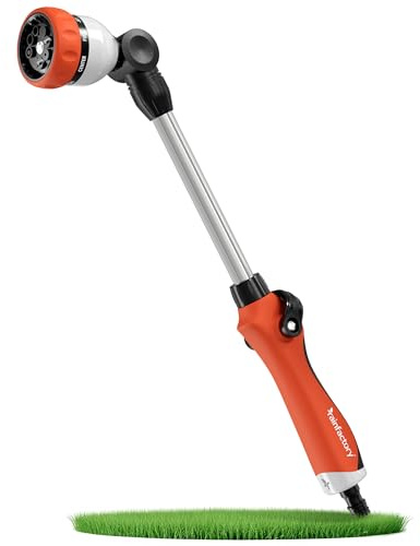 rainfactory Gießstab 45cm - Gartenbrause mit Stiel & 8 Sprühbildern - 180° drehbare Gießlanze mit Daumensteuerung, ergonomischem Griff & Anti-Rutsch - Stabbrause für Garten, Balkon & Pflanzen
