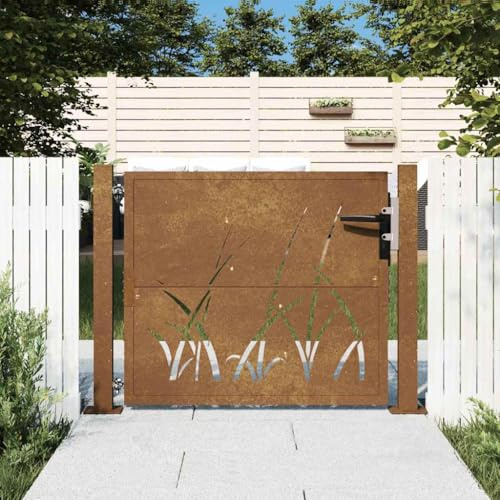 Recinzione a bastoncini, cancello da giardino, 105 x 105 cm, in acciaio, design erboso per giardino, terrazza