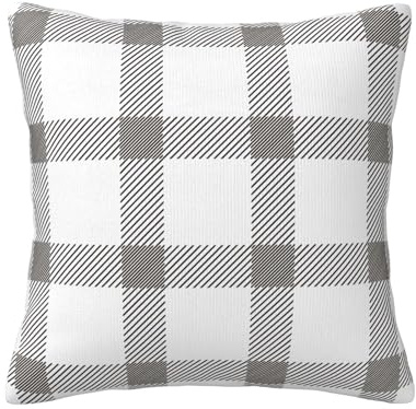 Textile-Checkered-Endless-Texture Double Sided Faux Fur Pillow Cover with Hidden Zipper - Soft Decorative Pillow Case for Sofa Bed Car