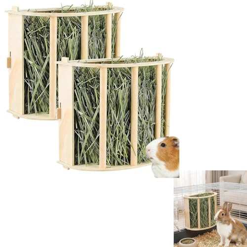 2 stycken höjäjäggor, höhöhöhöhöhövdad av trä, 18,8 x 25 x 13 cm, för kaniner och marsvin – hästmatdispenser för små djur