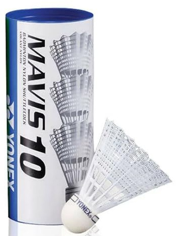 YONEX Mavis 10 Shuttlecocks - Tube of 3, Colour- White, f/s, K-REY-YX11W