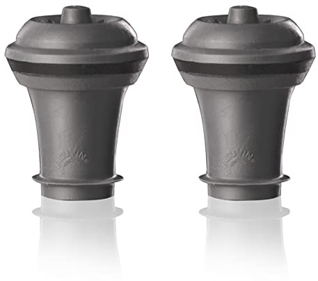 Vacu Vin Wine Saver Vacuum Stoppers - Set of 2 - Gray - for Wine Bottles - Keep Wine Fresh for Up to a Week with Airtight Seal - Compatible with Vacu Vin Wine Saver Pump