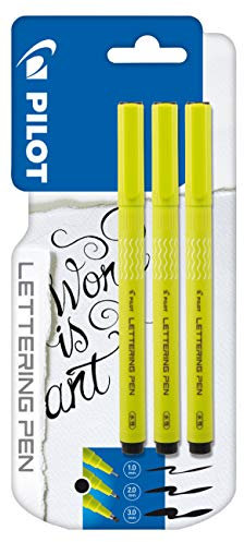 Pilot Pen 412000183 - Lettering Pen, Schreibfarbe Schwarz, in 1, 2 und 3mm, 3 Stück
