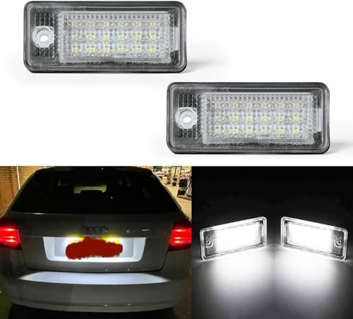 OZ-LAMPE LED Luz de matrícula para AU-DI Q7 B5 A8 S3 A6 C6 A3 8P A4 S4 A5 8F S8 RS4 RS6, Luz de la Placa del Auto, 2 Piezas 18 * 2835 SMD Canbus