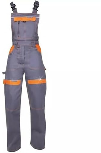 KG Sicherheitslatzhose für Frauen in GRAU - Latzhose Arbeitshose Damen Mädchen Schutzhose Arbeitslatzhose Kombihose (60)