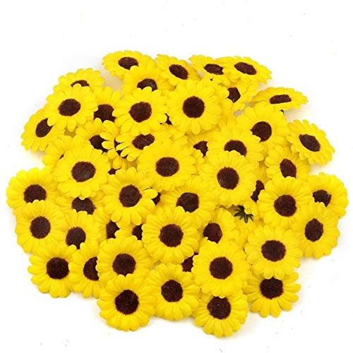 SSXCO 30pcs Mini Silk Sunflower Artificial Daisy Flower Head For Wedding Party Decoration DIY Scrapbooking Wreath Craft Fake Flowers,3.5CM