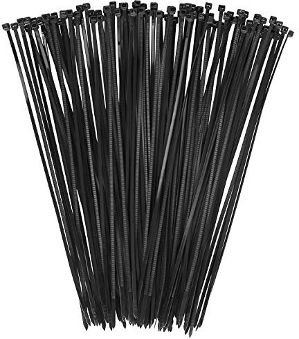 Kabelbinder Schwarz 100 Stück, 300 mm x 3,6 mm Nylon kabelbinder lang uv beständig, 12 inch Cable Ties Zugfestigkeit 18kg, Selbstsicherndes Zip Ties für Zur Ordnung von Kabeln, Gartenarbeit Hause Büro