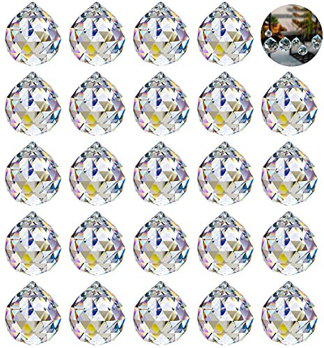 Confezione da 24 acchiappasole con cristalli da 0,94/24 mm, cristalli decorativi per finestre, lampadari, feng shui e regalo (trasparente)