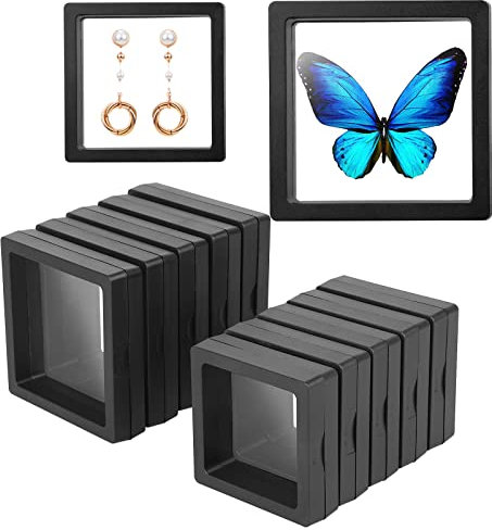 Linkstyle Schwebender Rahmen, Präsentationsständer, Set mit 10 Stück, transparent, 3D-Polyethylen, schwimmender Rahmen, Schmuck-Aufbewahrungsbox, Münzständer, 9.9x9.1 cm, 6.9x7.8 cm.