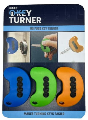 Bary Key Turner Triple Pack - Makes Keys Easier to Grip and Turn. Ideals for Arthritis, Parkinsons or MS - Gift - Weak Hands, Key Holder and Finder