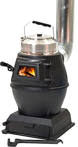 JYJYES Camp Stoves Portable Compact Tent Heater Small Wood Burner with Glass Viewing Window for Heating Cooking Camping Hiking Black