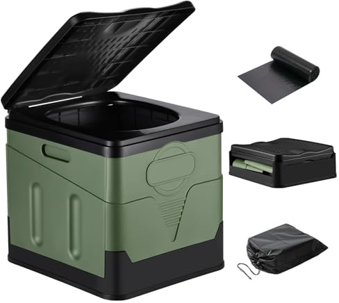 Toilette Portatile da Campeggio, Toilette Portatile Pieghevole da 11 Pollici Con Coperchio, Toilette Portatile Per Auto, Bagno all'aperto, Viaggi Spiaggia Toilette d'emergenza