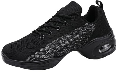 Jazzsneakers för kvinnor och flickor dansskor snörda Cheerleading, skor, dansskor, dam, plattformsskor, Svart 2398, 40 EU