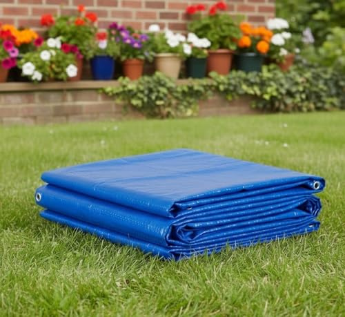 Blue Heavy Duty Tarpaulin Waterproof Cover Tarp Ground Camping Sheet Tent (8x10m)