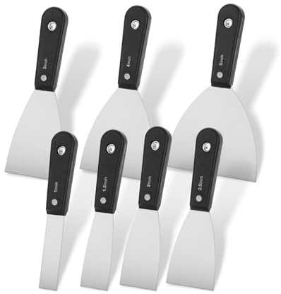 Bates- Putty Knife Set, 7 Pack, Carbon Steel, 1, 1.5, 2, 2.5, 3, 4, 5, Putty Knives, Drywall Knife Set, Putty Knife Scraper Tool, Spackle Knife Set, Paint Scraper Tool, Drywall Knifes Set