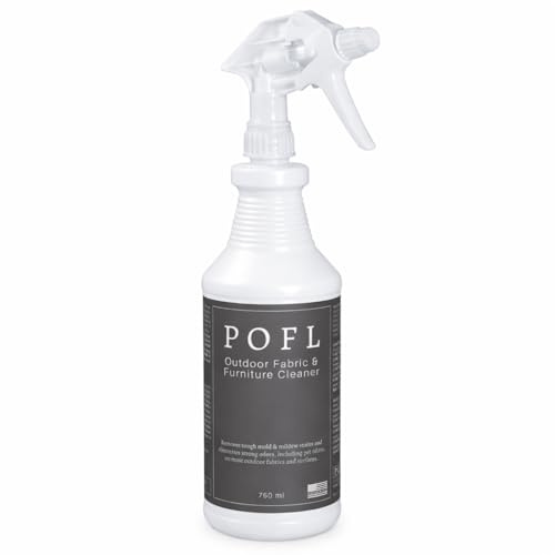 POFL Outdoor Fabric & Furniture Cleaner – Mold & Mildew Stain Remover for Patio Cushions, Wicker, Teak, Aluminum & Marine Seating – 25.36 fl oz