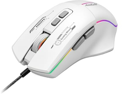 AooKoNi Gaming Mouse, Wired Gaming Mouse with RGB Backlit, 7200DPI Adjustable, PC Gaming Mice with 7 rogrammable Macro Buttonsg, Ergonomic Mouse Gamer for PC, Desktop, Mac,Laptop, Chromebook.