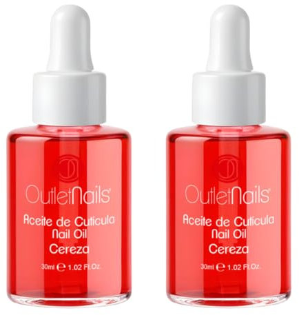 Pack 2 x Aceite de Cutícula Cereza 30ml con Gotero | Hidratación Profunda y Fragancia Dulce | Nail Oil Ideal para Uñas y Cutículas | Outlet Nails