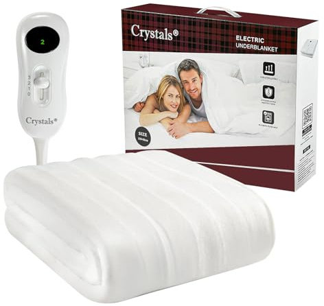 Crystals Electric Blanket, Heated Throw Under Blanket with 3 Heat Settings, Low Running Cost, Energy Efficient, Easy Fit Straps - Machine Washable with Overheat Protection (Single)