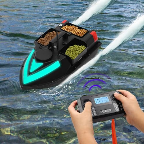 5200mA 500m GPS futterboot mit 3 Katapultbuchten, Angelköderboot mit Fernsteuerung Fischköder Boot für Auswerfen von Ködern in Flüssen, Seen, Seichtem Wasser