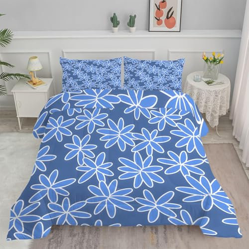Linfye Bettdecke 155x220 4 Jahreszeiten Blaue Blume Steppdecke 155x220 Vierjahreszeiten Schlafdecke Ganzjahresdecke, Bettdecke Ohne Bezug Bettdecken Wende Waschbar Antiallergisch BC183