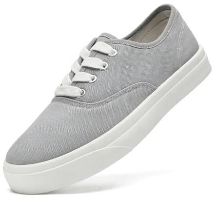 sharllen Ladies Canvas Shoes Women Low Top Sneakers Unisex Classic Lace Up Trainers for Men Canvas Plimsolls Pumps Casual Tennis Shoes(Grey 263)