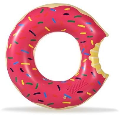 Aufblasbare Donut Schwimmring Groß, 114cm Rosa Schwimmring Donut Erwachsene, Schwimmdonut XXL Pool Ring Aufblasbarer Schwimmreifen für Frauen Mann Mädchen Junge Pool Zubehör Strand Sommerpool Party