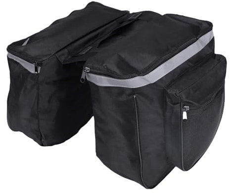 Home Markt24 Fahrradtasche Gepäckträger 45L – wasserdichte Doppeltasche für hinten – 37x30x26 cm Schwarz – Mit Reißverschlusstaschen